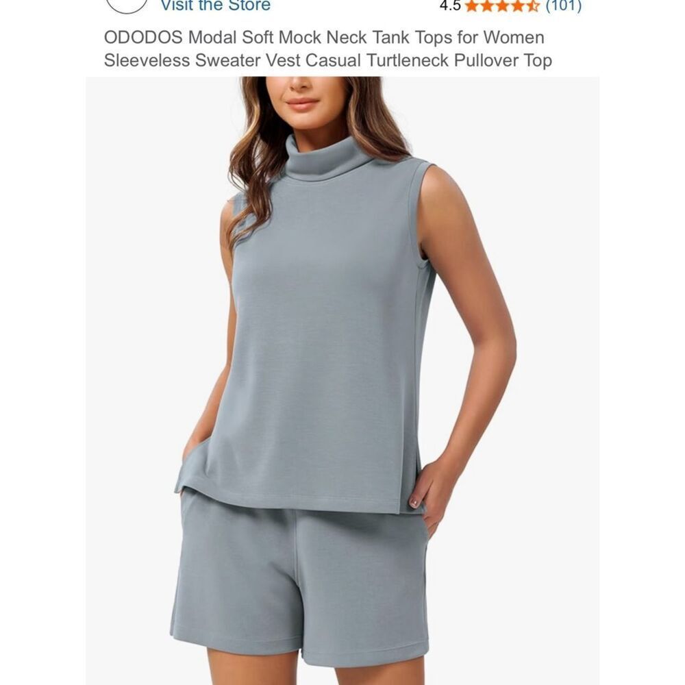 ODODOS Modal Soft Mock Neck Tank Tops for Women Turtleneck Pullover Top